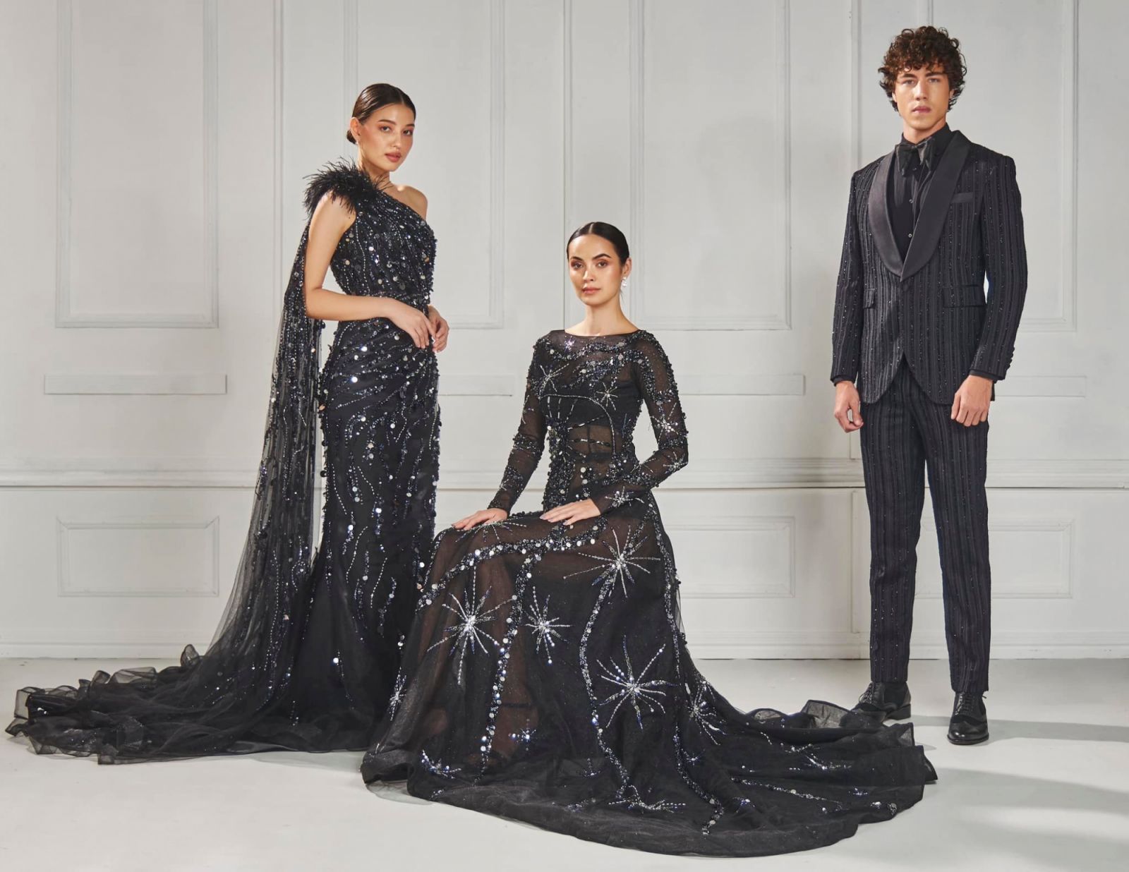 Gowns and menswear by Chynna Mamawal