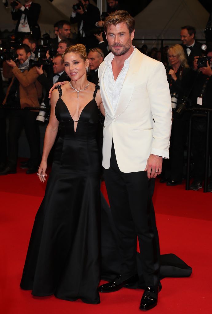 CANNES, FRANCE - MAY 15: Elsa Pataky and Chris Hemsworth attend the "Furiosa: A Mad Max Saga" (Furiosa: Une Saga Mad Max) Red Carpet at the 77th annual Cannes Film Festival at Palais des Festivals on May 15, 2024 in Cannes, France. (Photo by JB Lacroix/FilmMagic)