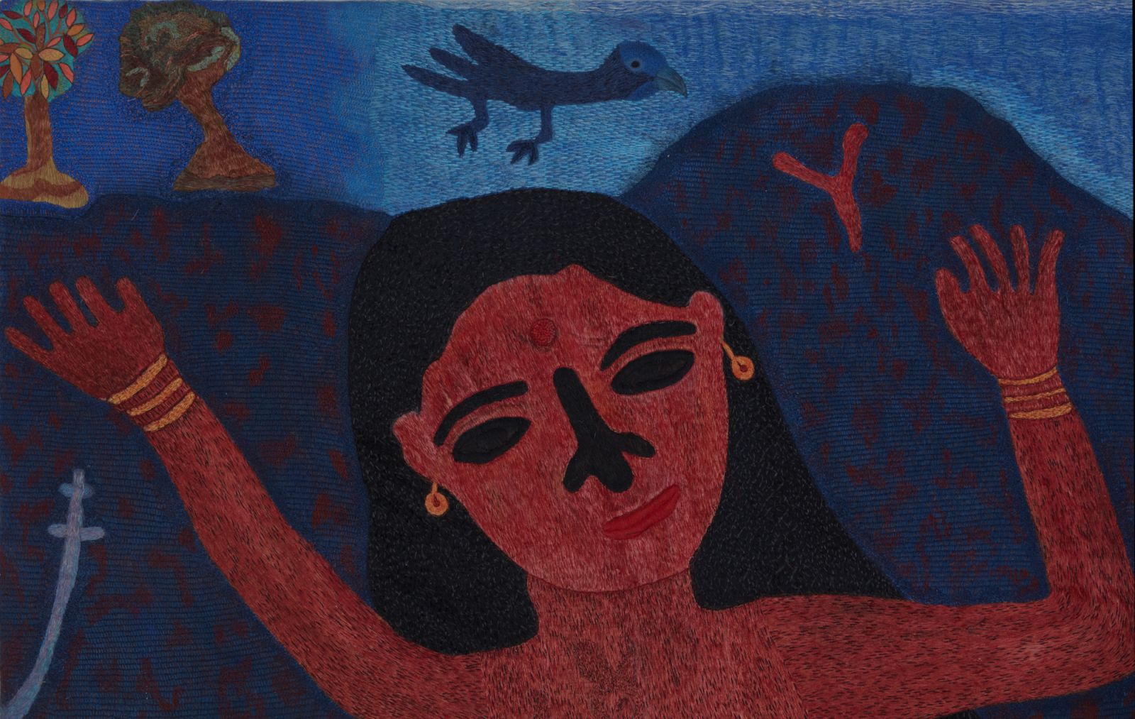 Detail form Swali & Chanakya's "Devi and Asura"( 2023) (Photo: Abner Fernandes, courtesy the artists © Karishma Swali & Chanakya Foundation)