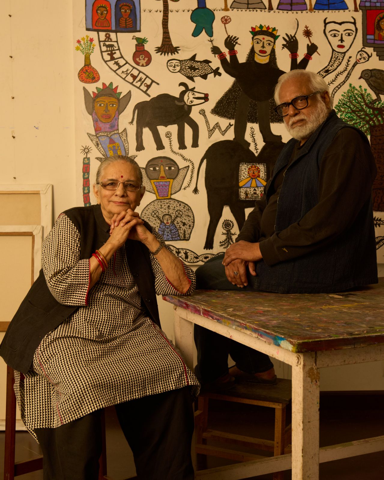 The Parekh's inside their Delhi studio (Photo: Tenzin Ihagyal)