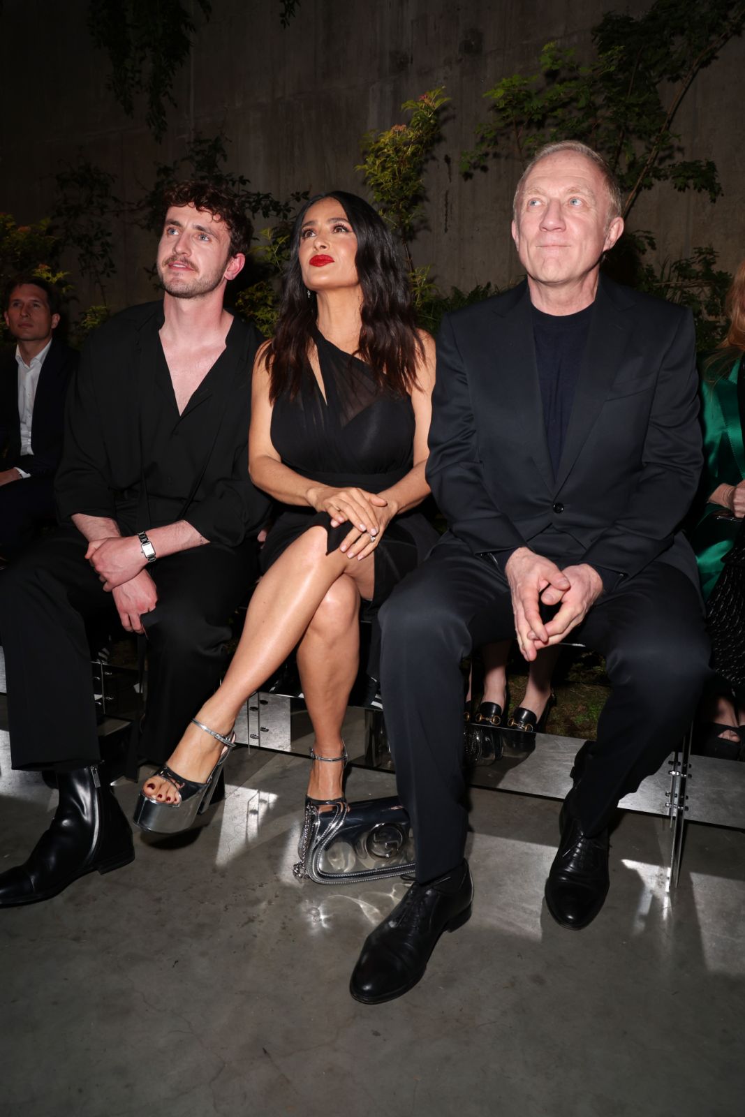 Paul Mescal, Salma Hayek and Francois-Henri Pinault attend the Gucci Cruise 2025 Fashion Show at Tate Modern in London (Photo: Tristan Fewings/Getty Images for Gucci)