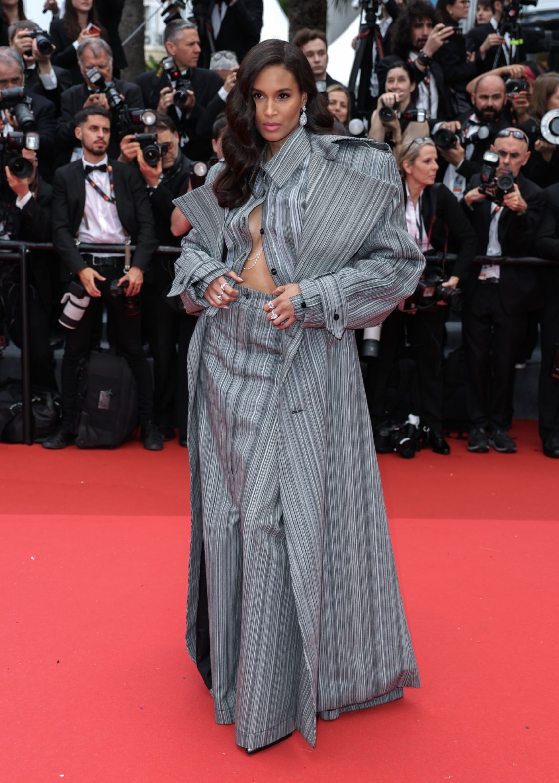 CANNES, FRANCE - MAY 15: Cindy Bruna attends the "Furiosa: A Mad Max Saga" (Furiosa: Une Saga Mad Max) Red Carpet at the 77th annual Cannes Film Festival at Palais des Festivals on May 15, 2024 in Cannes, France. (Photo by Mike Marsland/WireImage)
