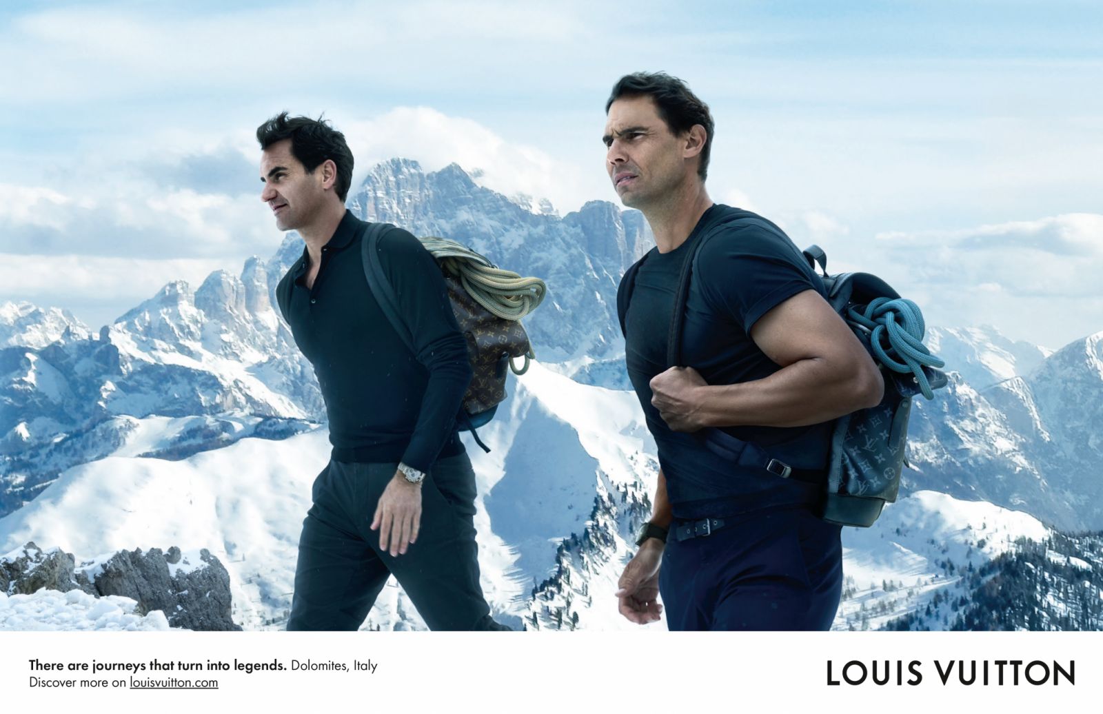 In Louis Vuitton's latest Core Values campaign, Rafael Nadal and Roger Federer set aside their rivalry to take on the high altitudes
