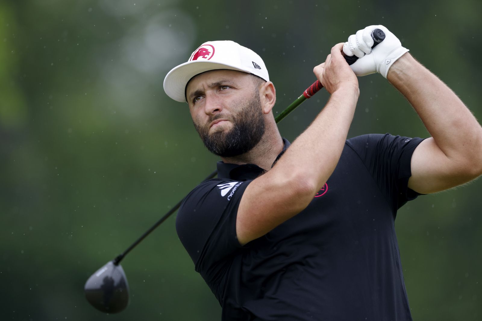 LOUISVILLE, KY - MAY 17: Jon Rahm (ESP) hits a drive at the fifth hole during the second round of the 2024 PGA Championship at Valhalla Golf Club on May 17, 2024 in Louisville, Kentucky. (Photo by Joe Robbins/Icon Sportswire via Getty Images)