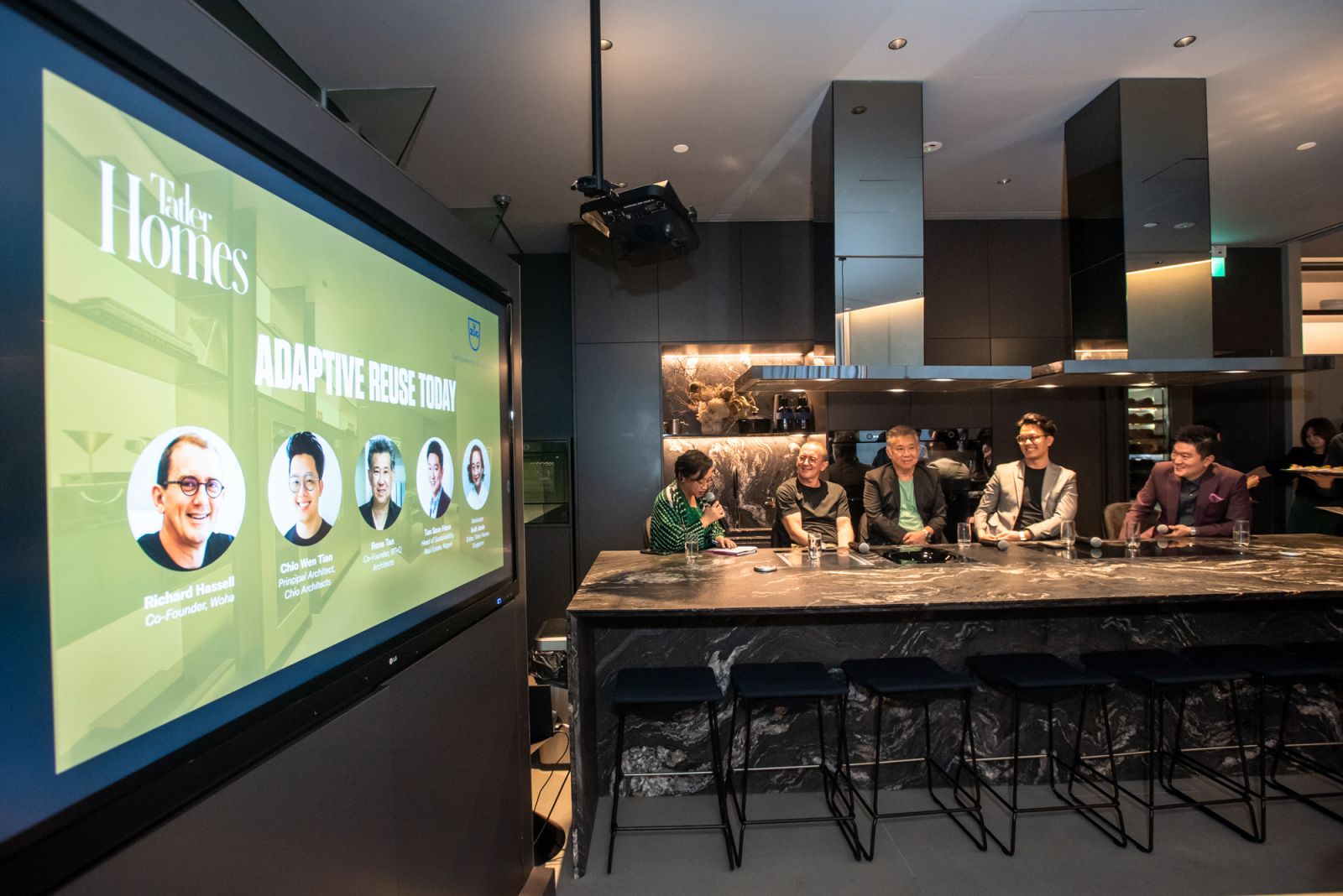 From left: Tatler Homes Singapore editor Asih Jenie and panellists Richard Hassell from Woha, Rene Tan from RT+Q Architects, Chio Wen Tian from Chio Architects, and Tan Szue Hann from Keppel