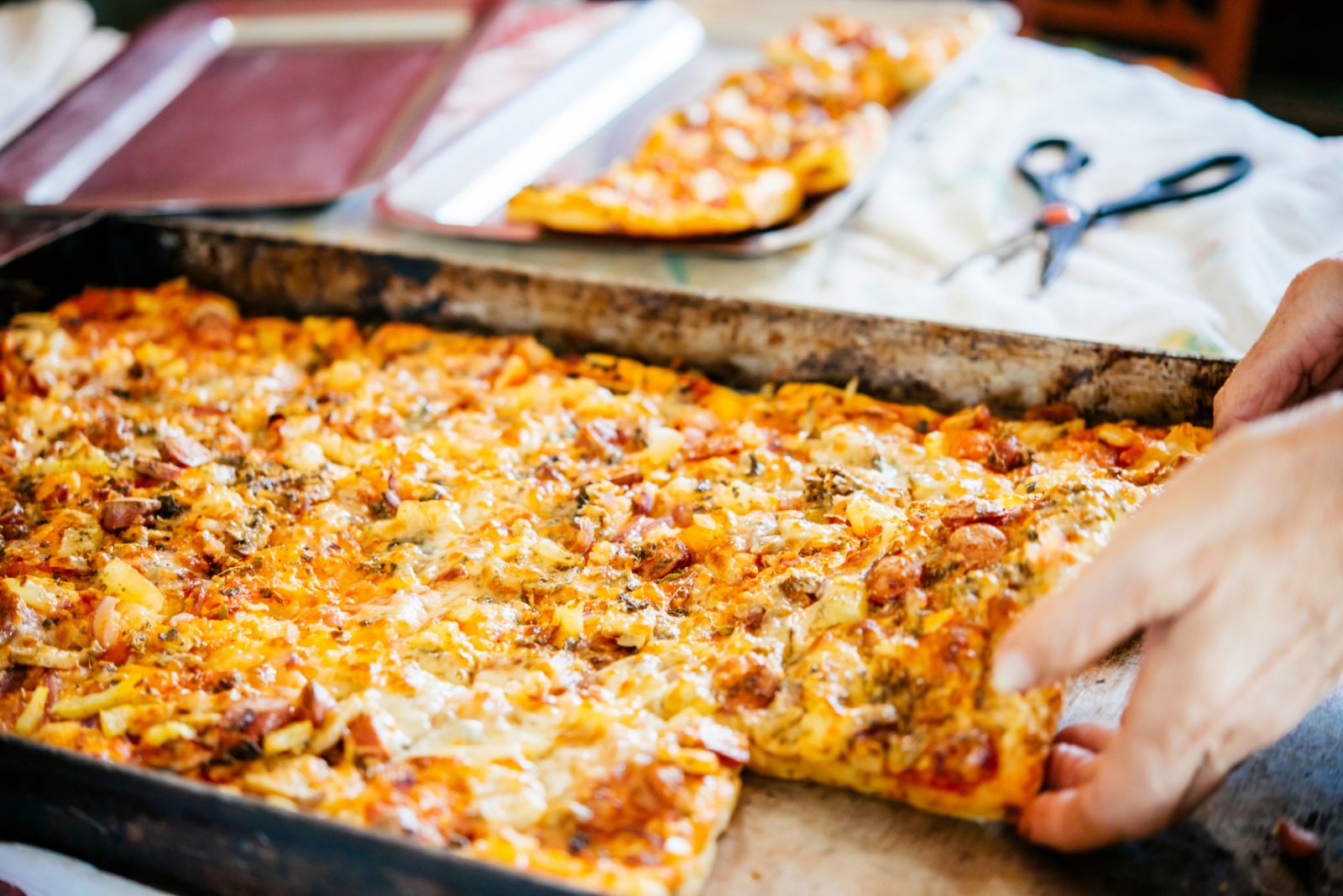 Preparing homemade pizza in Italy