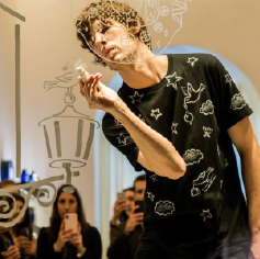 Clym Evernden drawing for a collaboration with Acqua di Parma in Milan (Photo: courtesy of Clym Evernden)