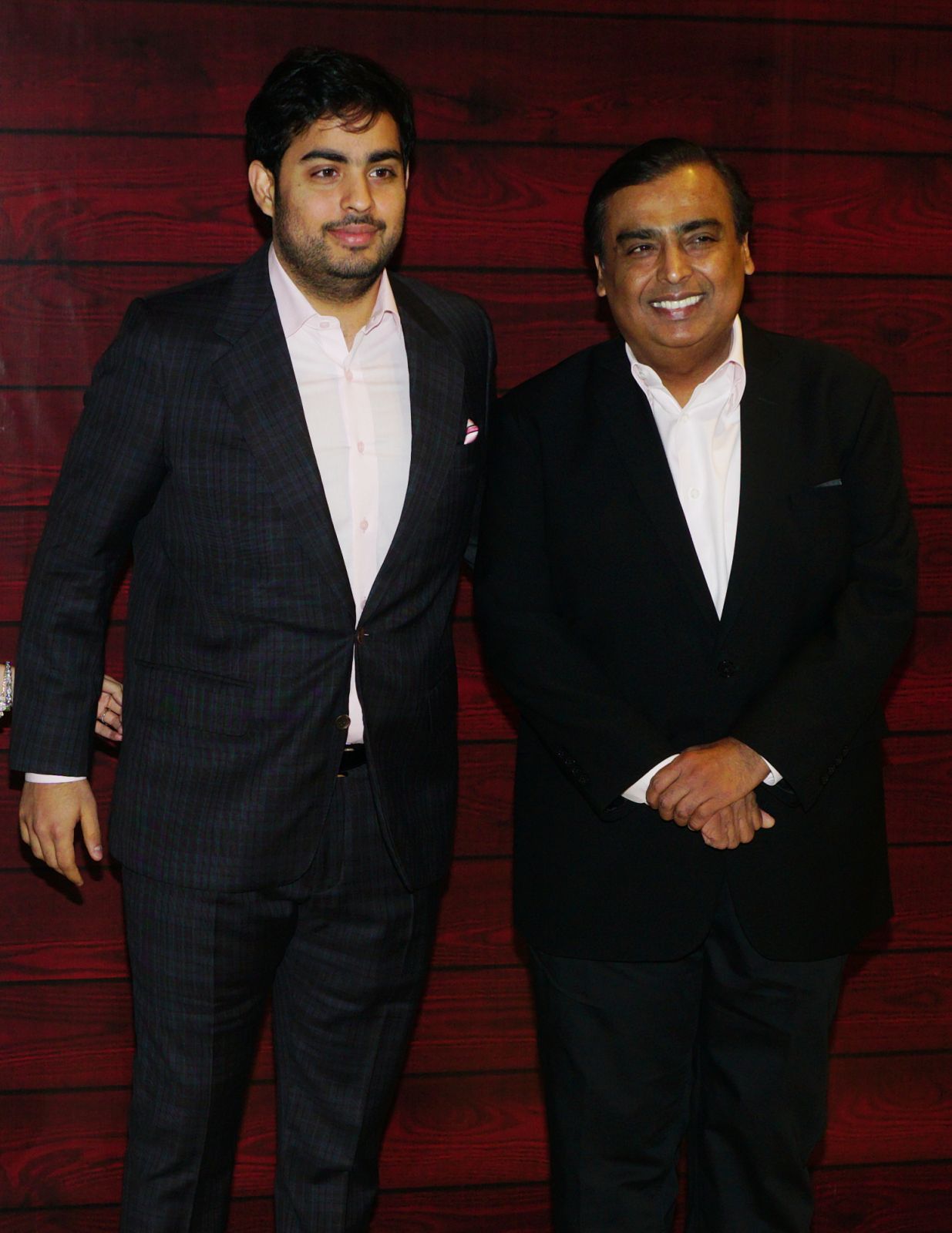 MUMBAI, INDIA - JANUARY 17: Akash Ambani and Mukesh Ambani attends the Javed Akhtar's 75th birthday celebration on January 17, 2020 in Mumbai, India..(Photo by Prodip Guha/Getty Images and