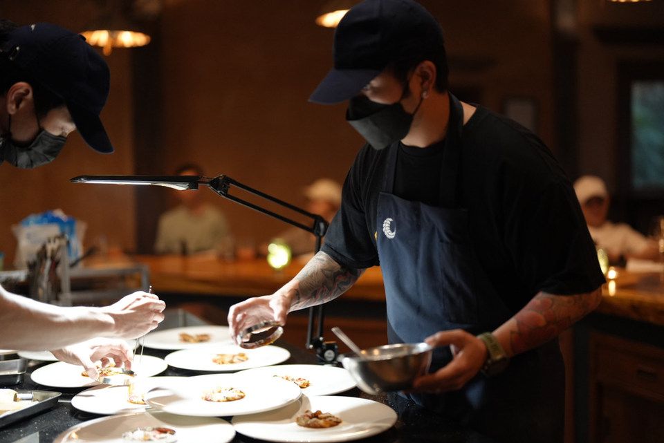 Dinner is served at the luxurious Chiang Rai restaurant