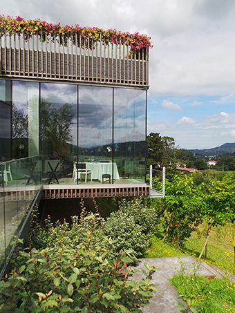 The Azurmendi building is integrated into the Spanish hillside
