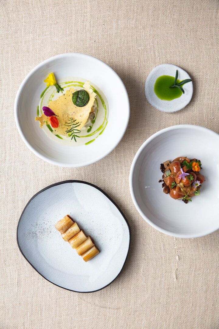 A variety of vegan dishes served at Frea