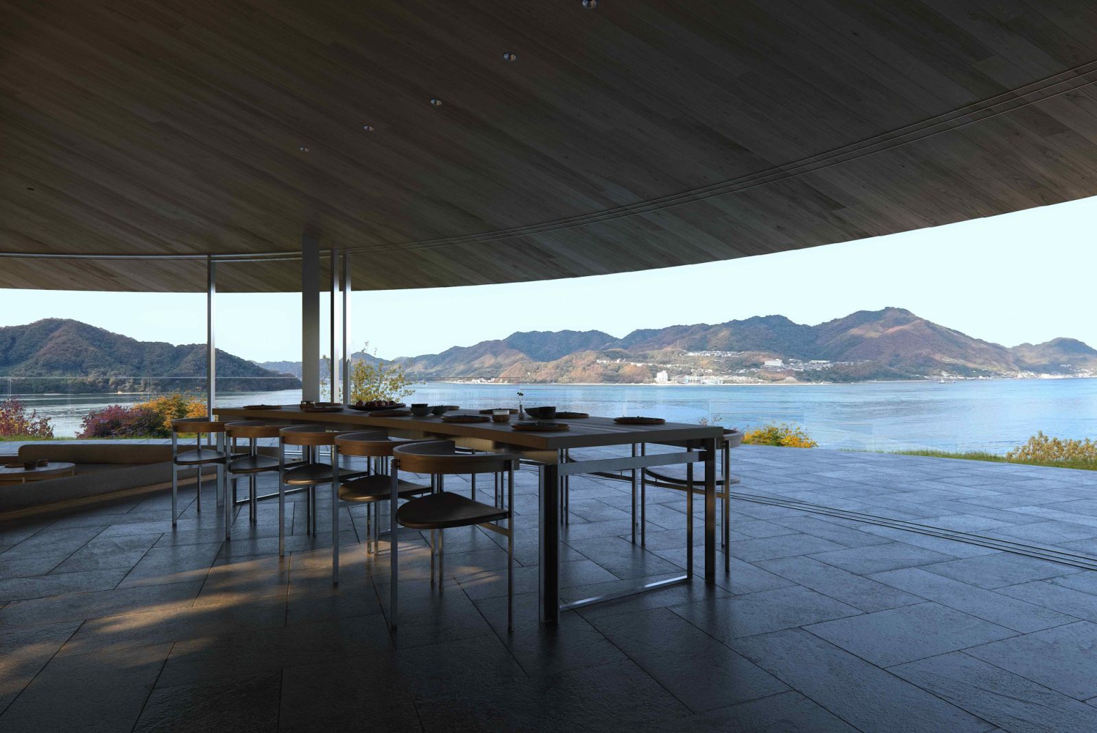 The angled villas accentuate the panoramic views