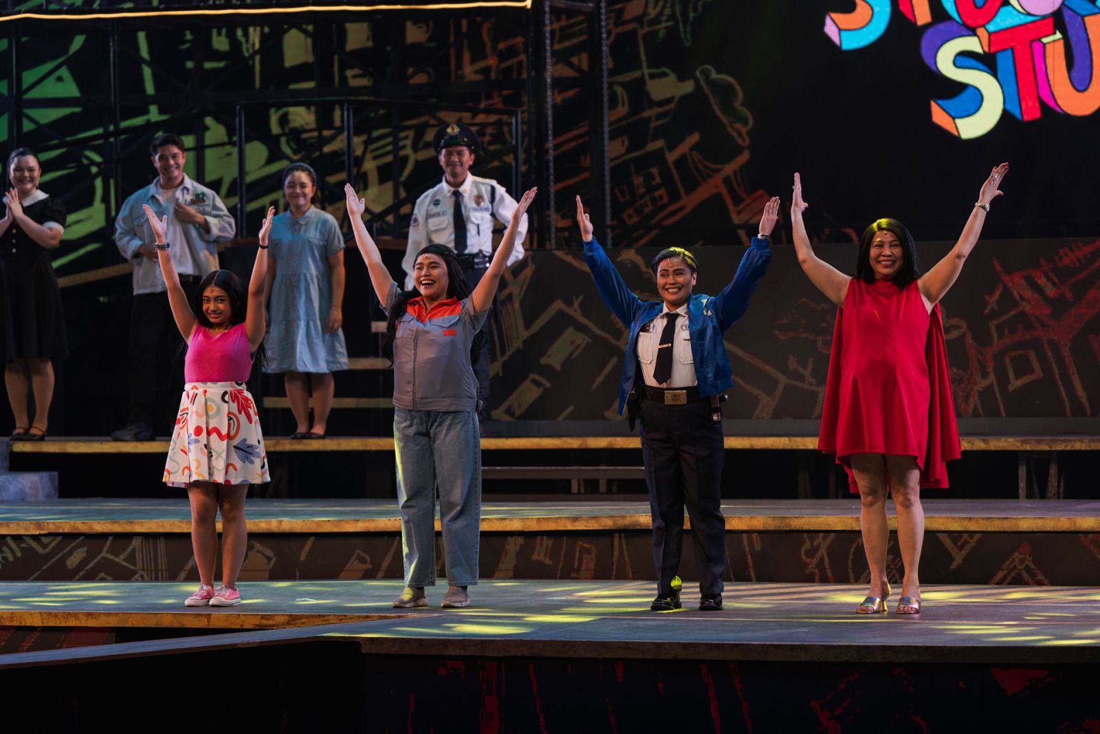 (From left) Felicity Kyle Napuli as Aiza, Marynor Madamesila as Jen, Natasha Cabrera as Girlie, and Tex Ordoñez-De Leon as Norma
