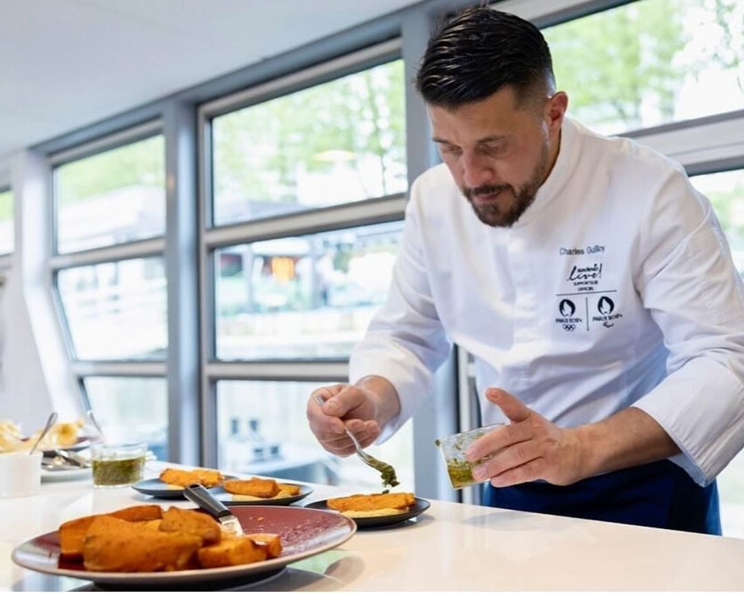 Executive chef Charles Guilloy preparing dishes for the Olympic Village (Photo: Instagram / @charlesguilloy)