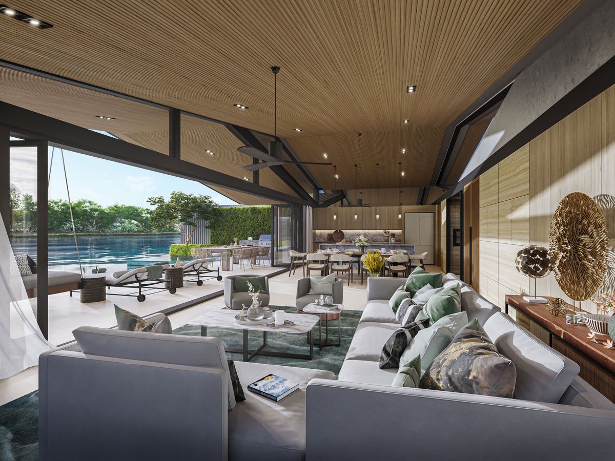 The villas offer features an airy waterfront living space
