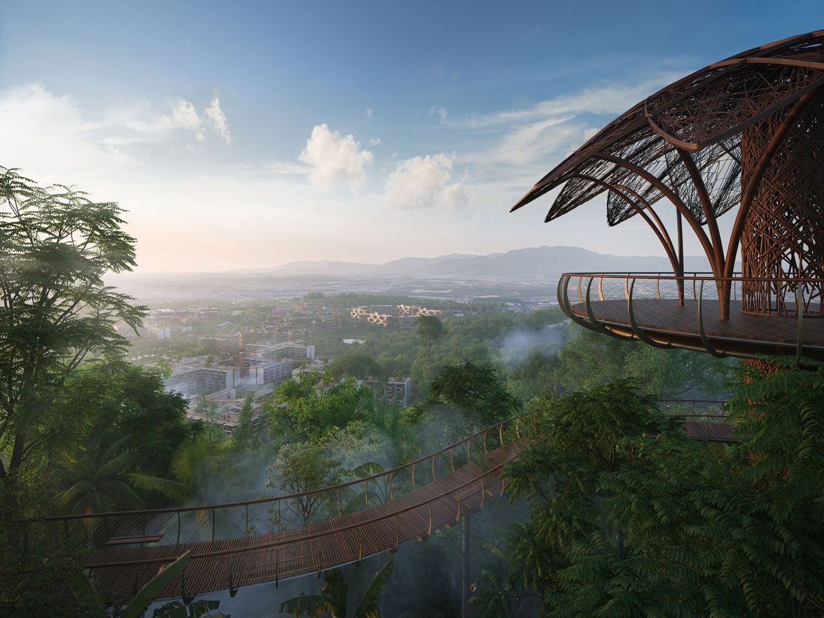 An artist's impression of the hilltop view of Laguna Lakelands' surroundings
