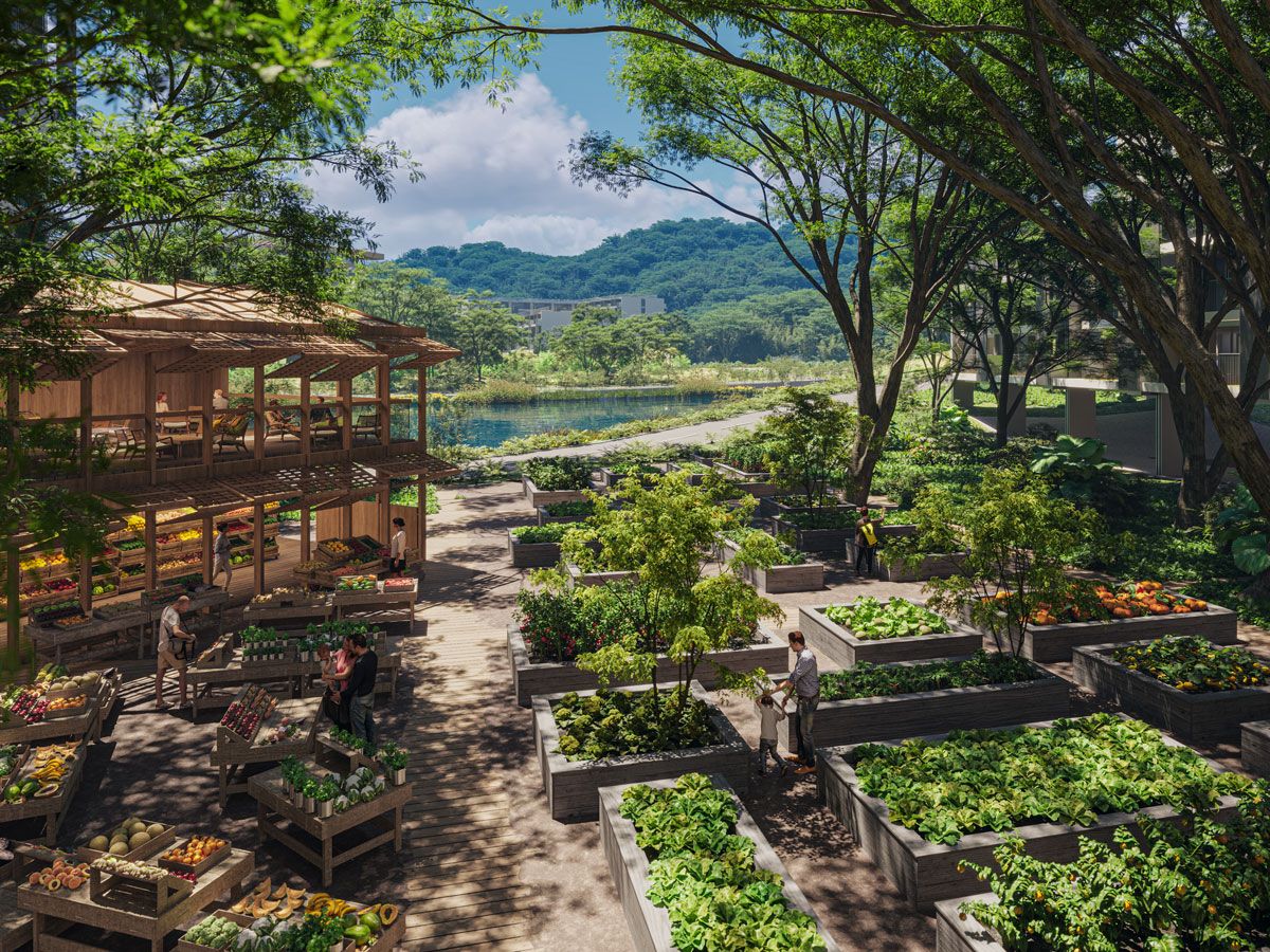 An artist’s impression of the market at Laguna Lakelands, Banyan Group’s hospitality-led integrated residential enclave in Phuket