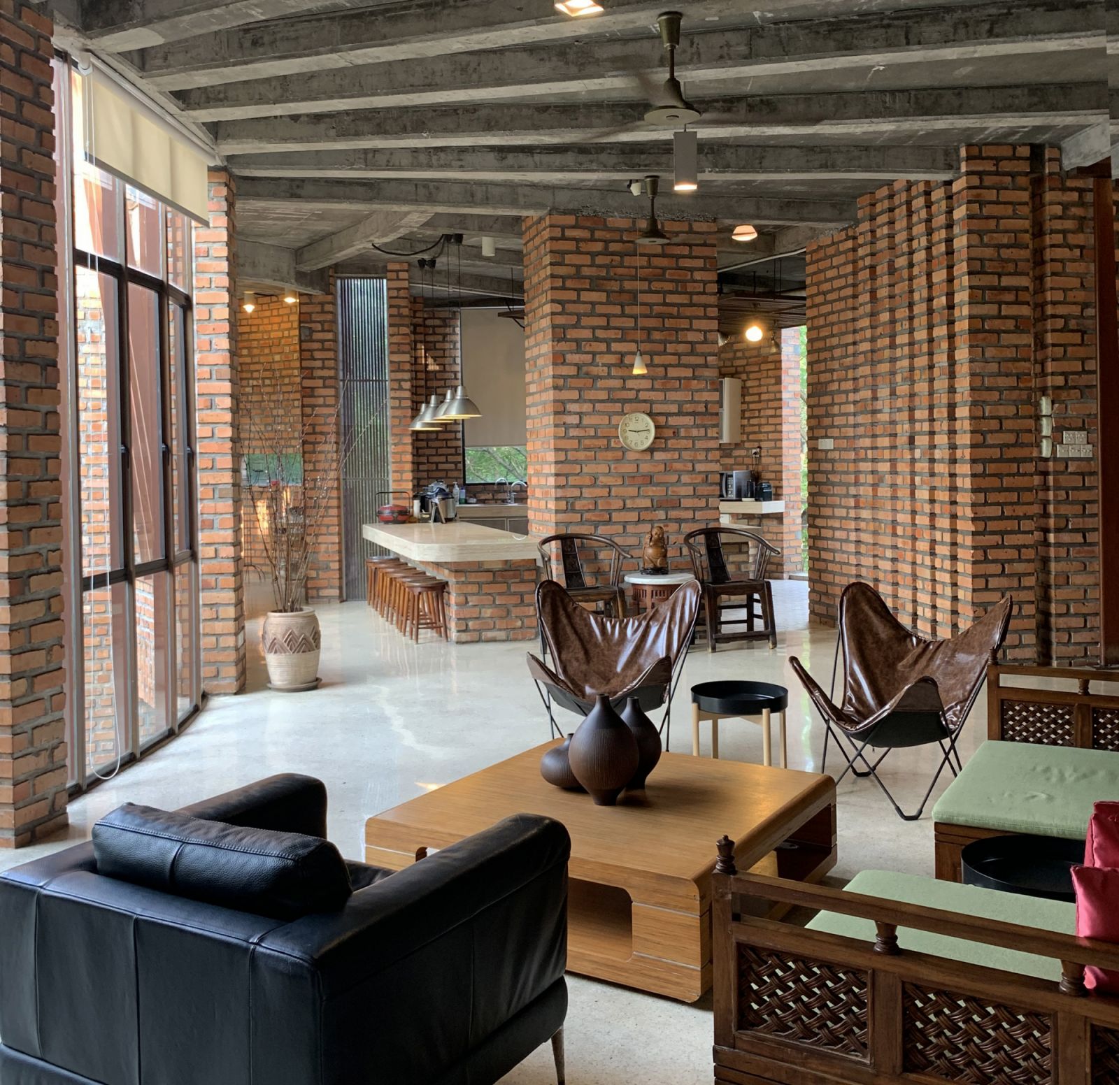 Exposed brick is one of the architect's signature materials