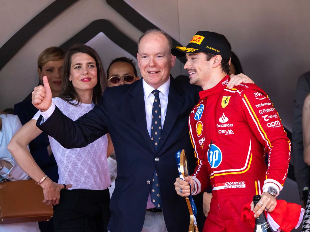 MONTE-CARLO, MONACO - MAY 26: HSH Prince Albert II of Monaco and Charles Leclerc attends the F1 Grand Prix of Monaco at Circuit de Monaco on May 26, 2024 in Monte-Carlo, Monaco. (Photo by Arnold Jerocki/FilmMagic)