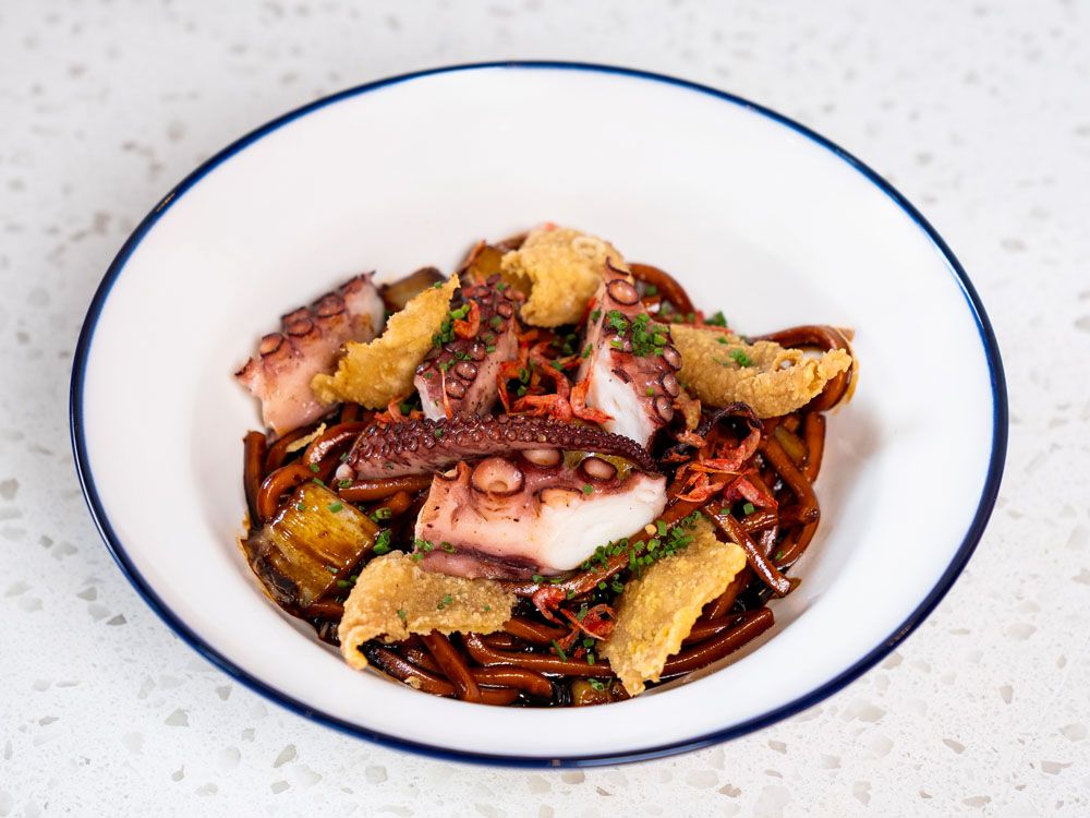 KL-style Hokkien mee with octopus at Tipsy Flamingo