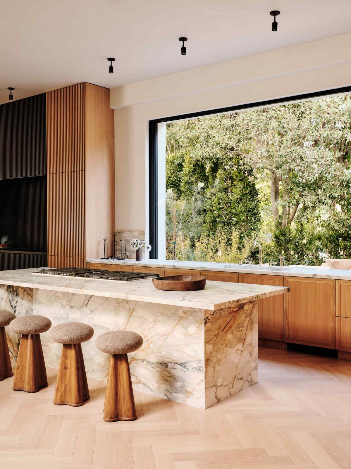 A Calacatta marble island in the kitchen (Photo: Joe Fletcher)