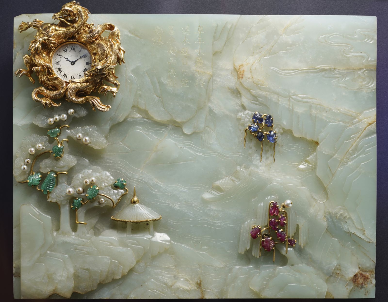 The decorated nephrite panel (Photo: courtesy of Phillips Watches)