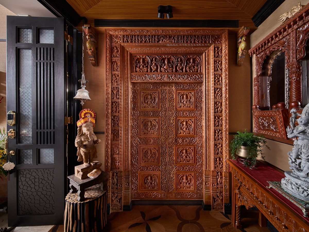 The antique doors were sourced from a temple