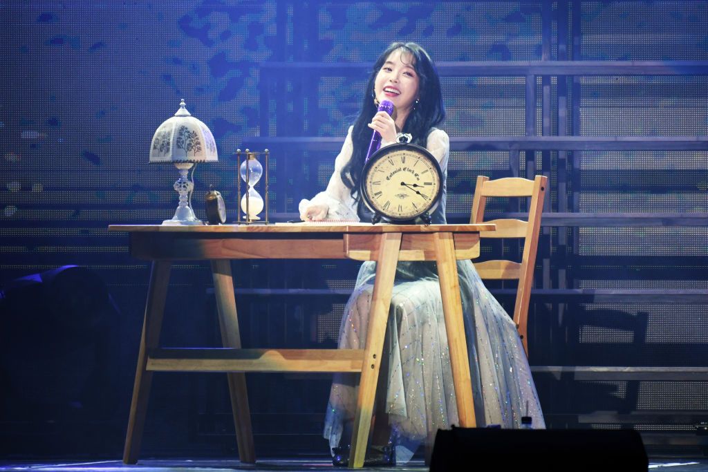 IU performs on the stage in concert in New Taipei City (Photo: Getty Images)