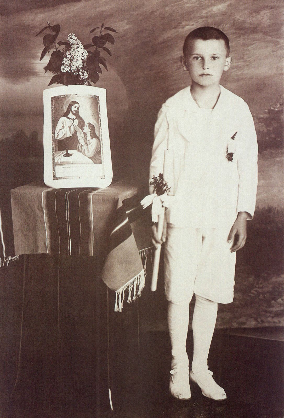 WADOWICE, POLAND - 1929:  (FILE PHOTO) Young Karol Wojtyla (Pope John Paul II) in the memorial photograph of his first communion.  The 84-year-old pontiff is reported to be in "very grave" condition after suffering heart failure on Friday, the Vatican said, sparking an outpouring of emotion and anxiety around the Roman Catholic world.  (Photo by Laski Diffusion/Getty Images)