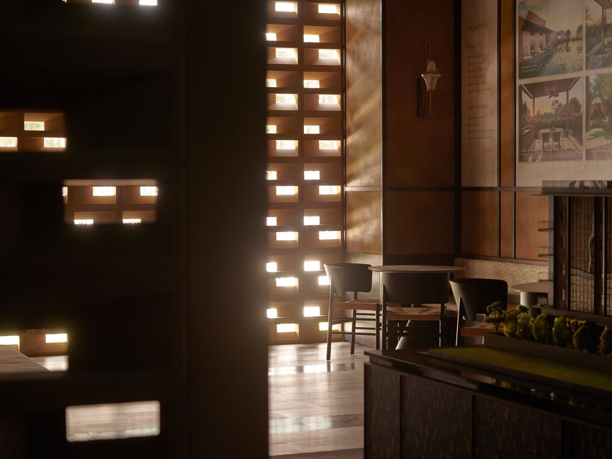 The vent blocks help to bring daylight into this moody space
