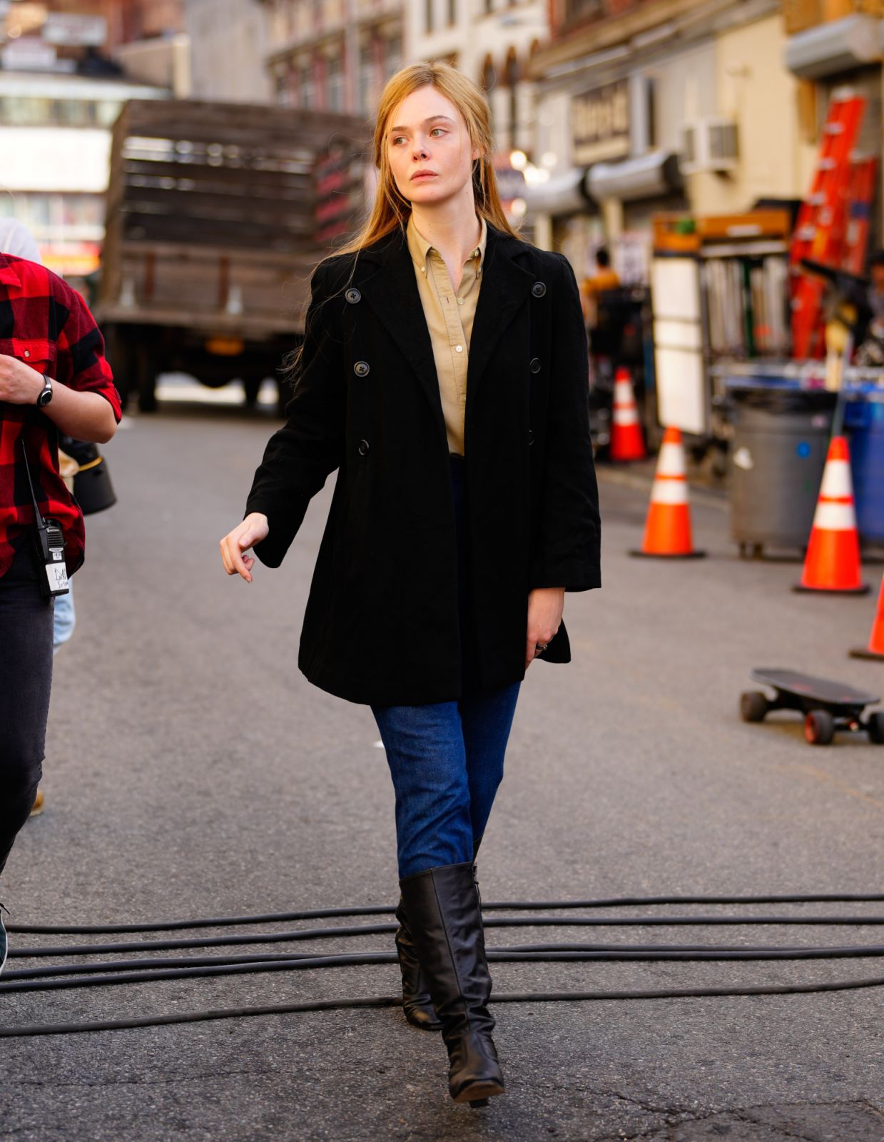 PATERSON, NEW JERSEY - APRIL 09: Elle Fanning on location for 'A Complete Unknown' on April 09, 2024 in Paterson, New Jersey. (Photo by Gotham/GC Images)