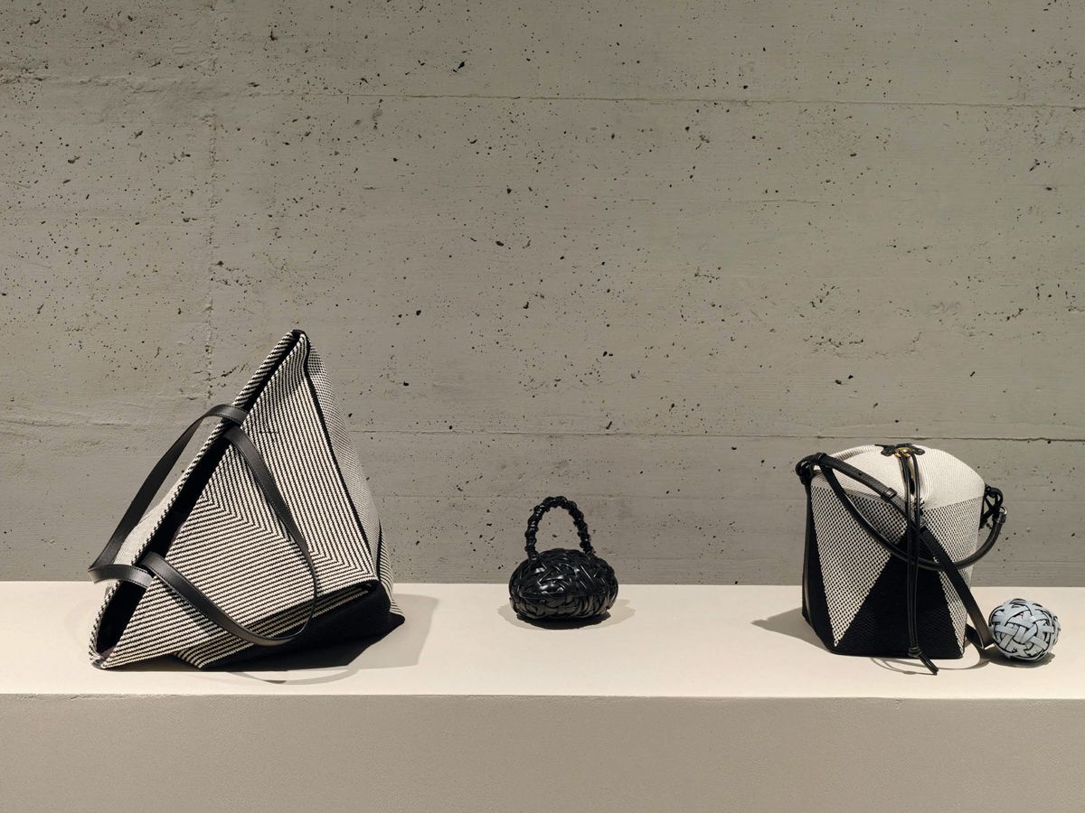 Loewe’s woven bags were also on display at the exhibition venue
