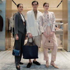 Models showcasing Giorgio Armani’s spring-summer 2024 collection for menswear and womenswear