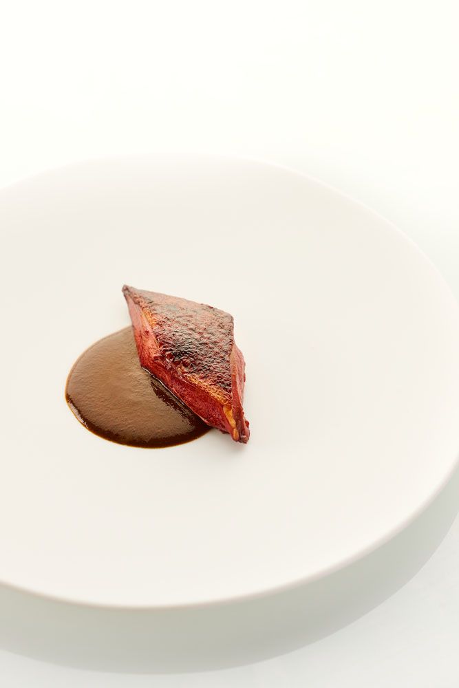 Aged Ecuadorian cacao used in the sauce for the pigeon