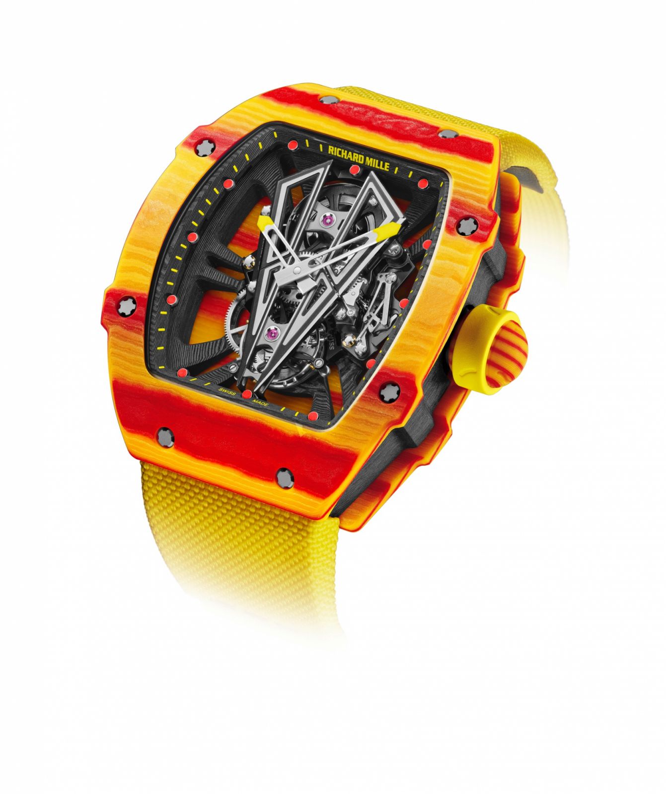 RM 027-03有著呼應西班牙國旗色彩的鮮明顏色。(Photo: Richard Mille)