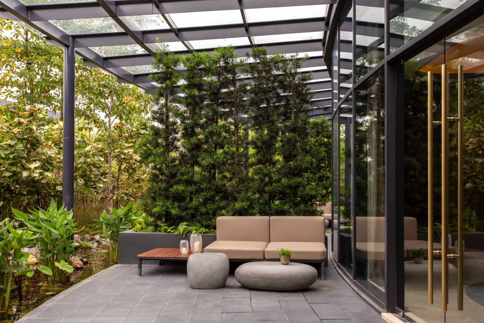 Each private dining room includes a patio overlooking the secluded garden (Photo: Potager)