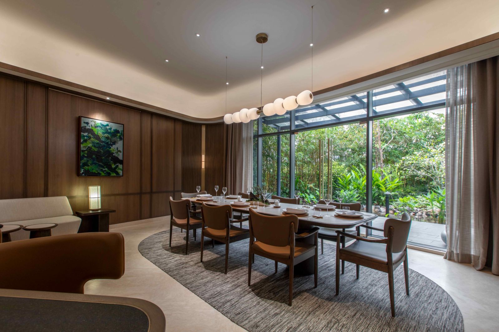 One of the four private dining rooms with Alicia Lau's art piece on display (Photo: Potager)