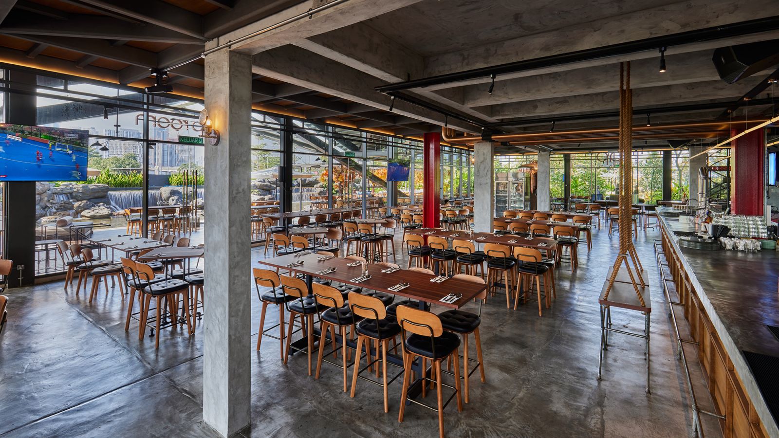 The industrial-style interior, designed by Swofinty Design (Photo: Tap Room)