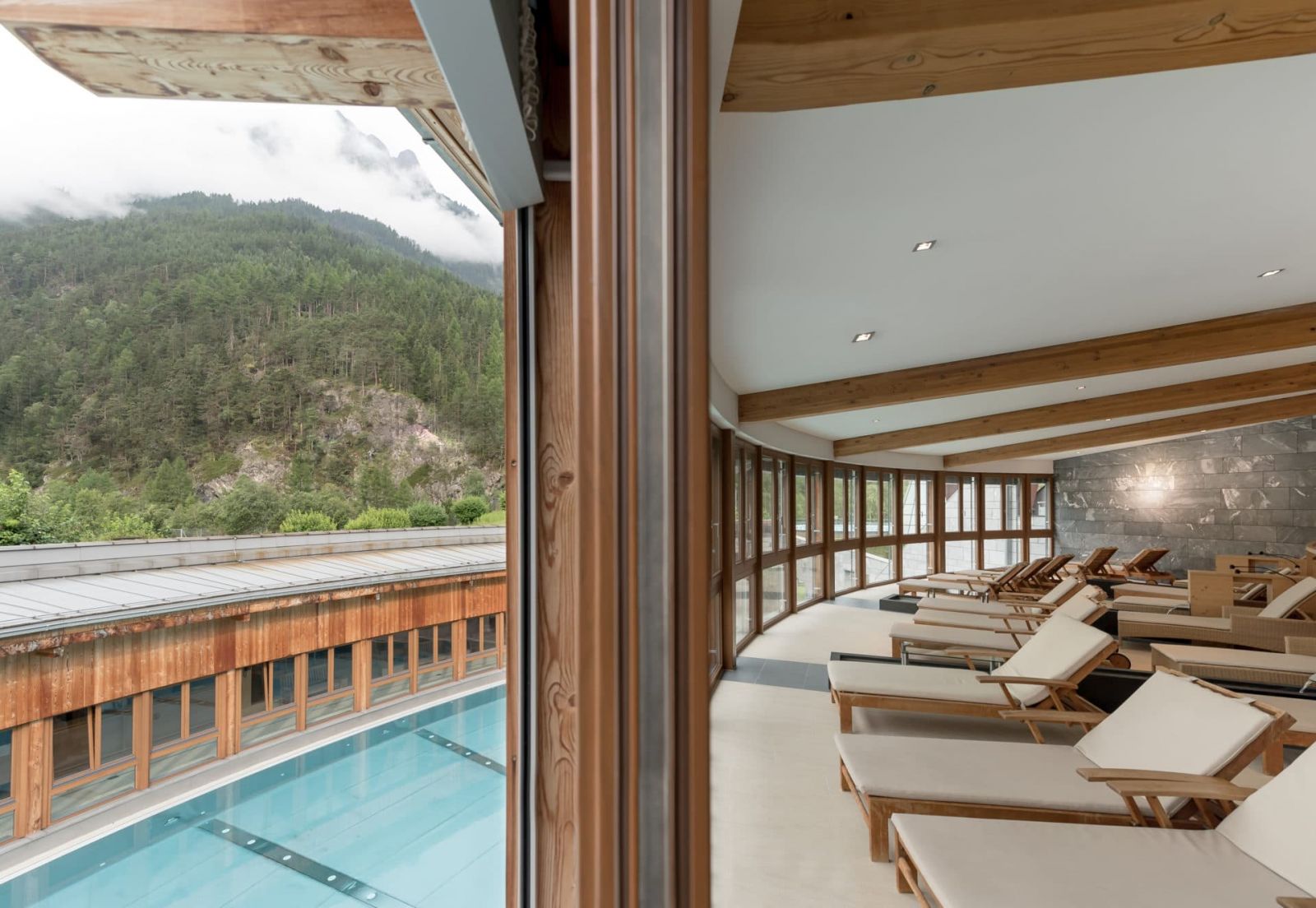 The tranquil lounge areas inside Aqua Dome