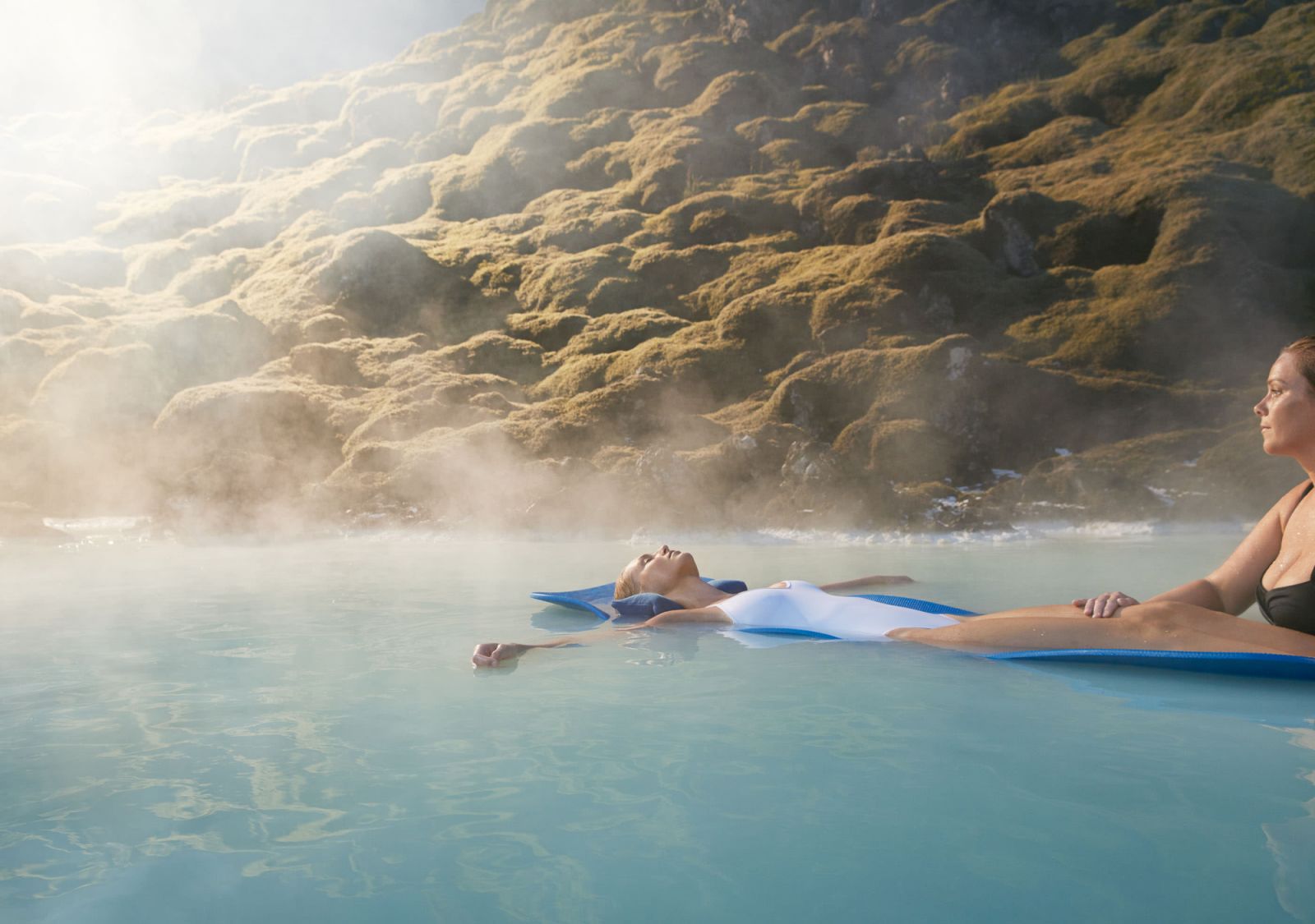 Peacefully floating in the thermal waters at Blue Lagoon