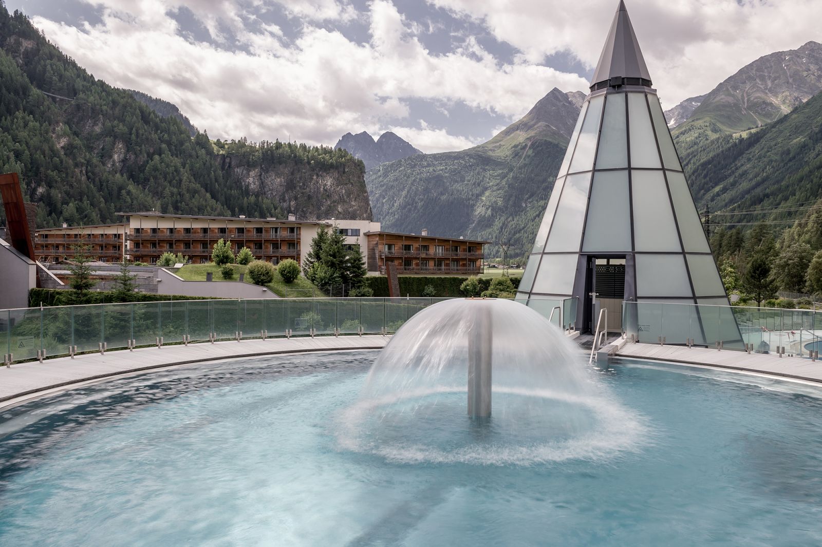 A view of the Aqua Dome thermal resort in the Austrian Alps