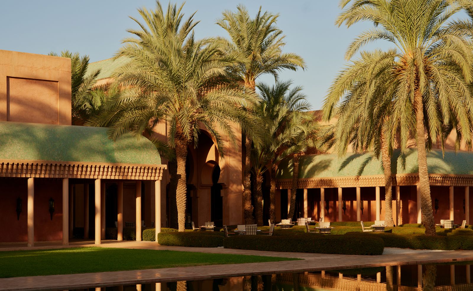 A view of Amanjena, a luxurious spa resort in Morocco