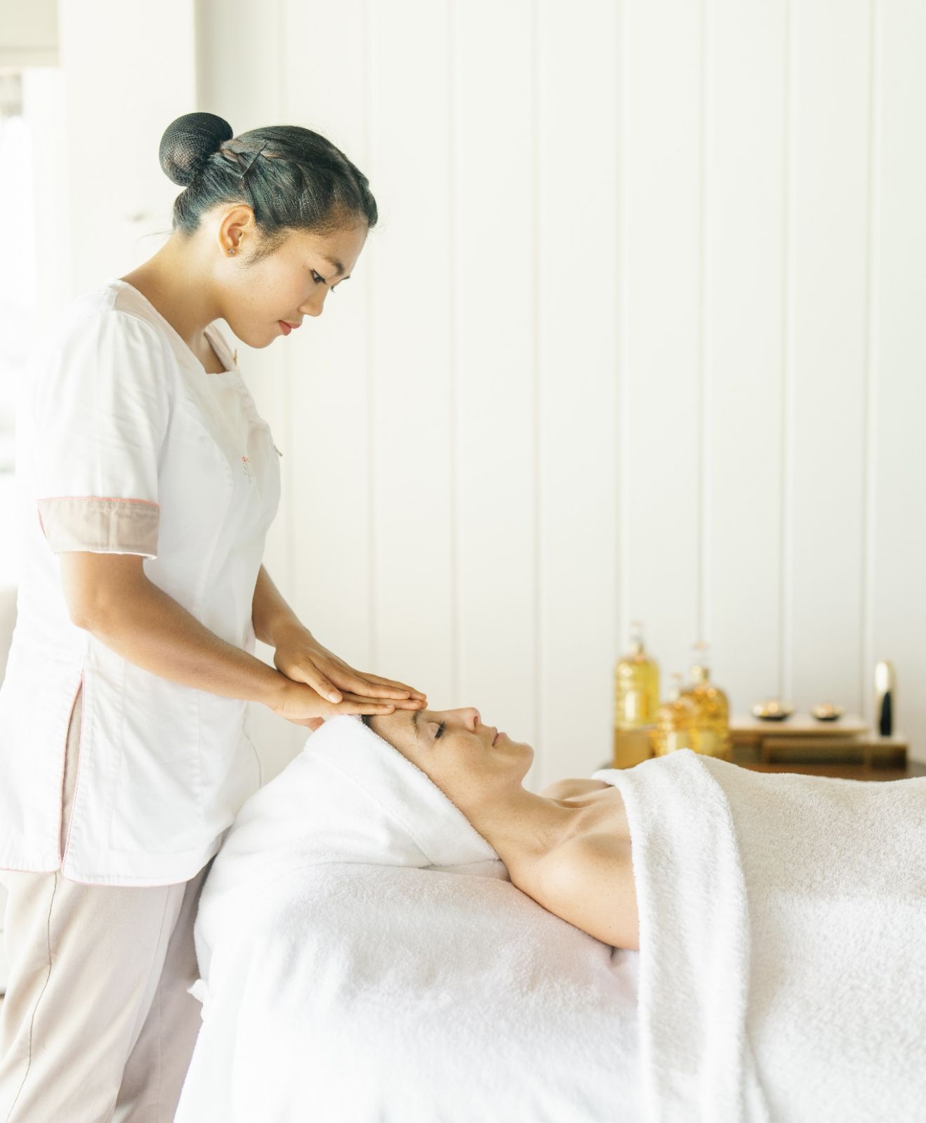 A range of skincare and massage treatments are offered at the Cheval Blanc spa