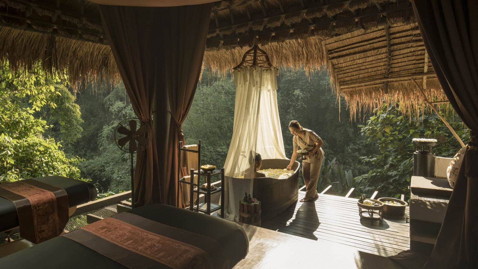 The spa at Four Seasons Thailand is housed within a soothing open-air treehouse