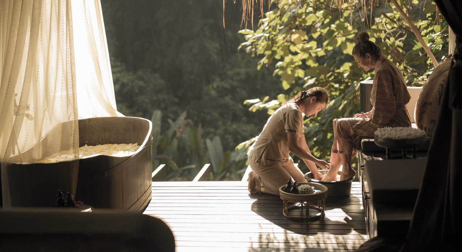 The spa at Four Seasons Thailand is housed within a soothing open-air treehouse