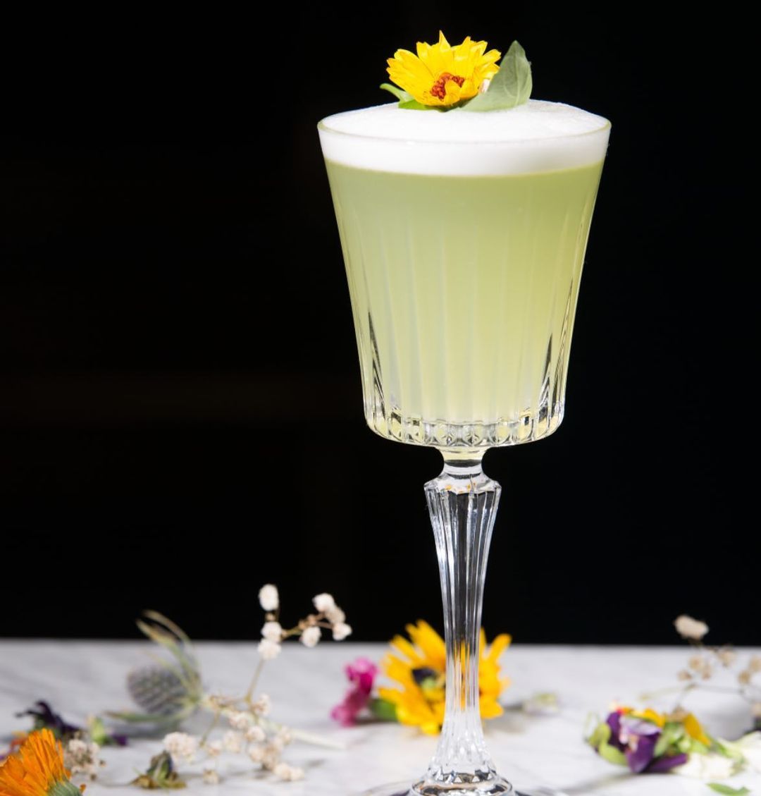 Flower Tantrum, a cocktail of gin, green chartreuse, cava, and basil (Photo: Instagram / @threexco_kl)