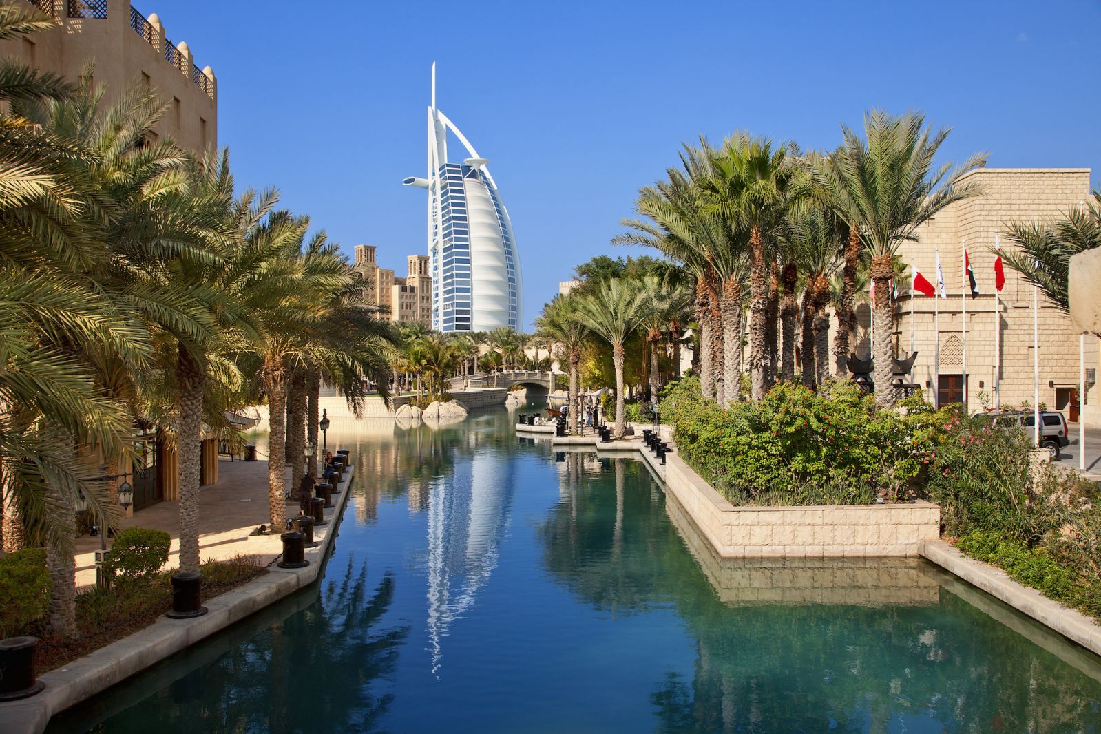 Asia, Arabia, Dubai Emirate, Dubai, Madinat Jumeirah and the Burj al Arab Hotel