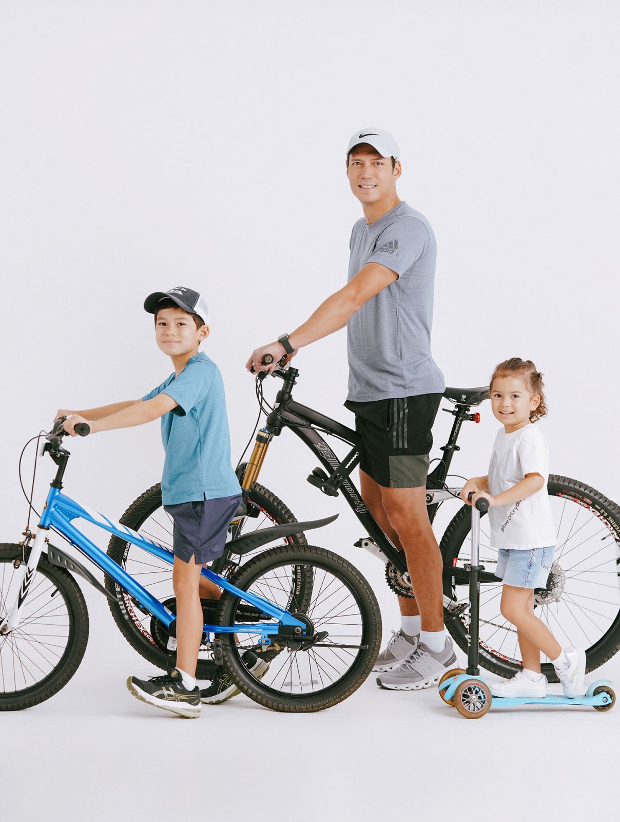 Jesse Maxwell spends his Sunday mornings biking with his son Luca, while his daughter Layla rides on her scooter