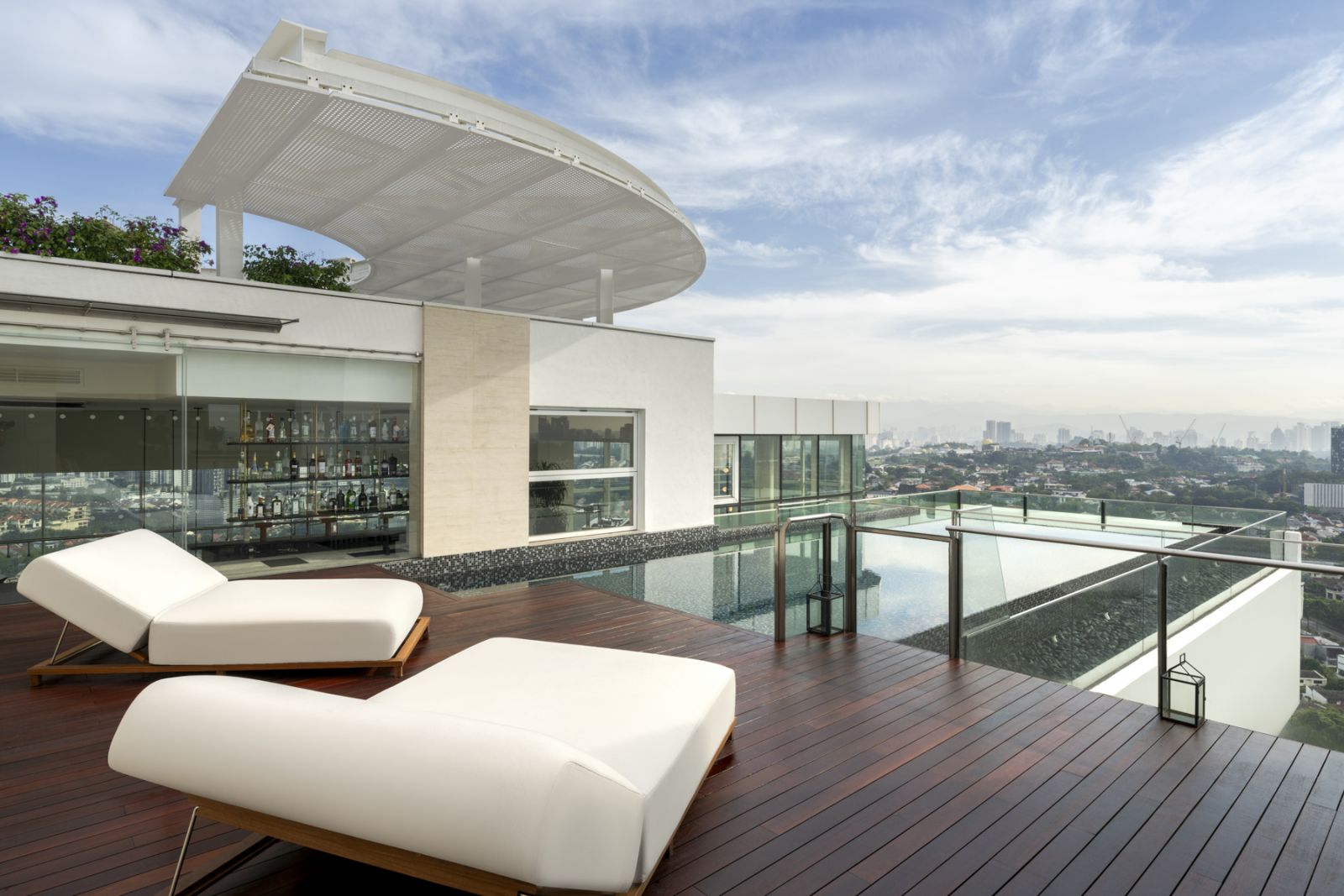 The revamped pool area with its spectacular view and infinity pool