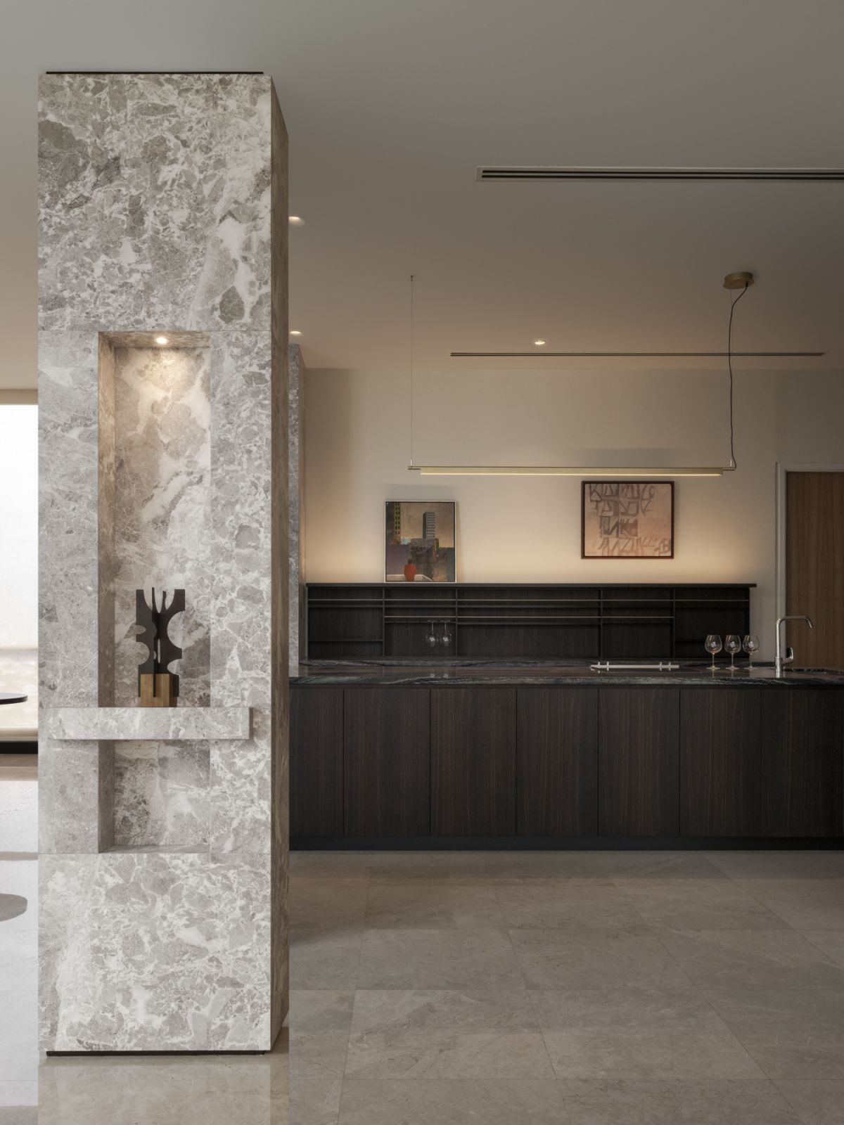 Contrasting materials were carefully chosen